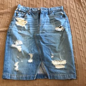Distressed rag and bone denim skirt